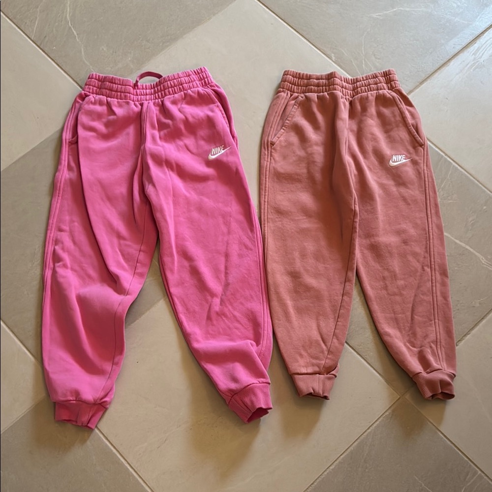 Nike Pink and Tan Sweatpants Relaxed Fit Joggers, size medium and small